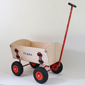 ECKLA Holzbollerwagen Long Trailer mit Luftbereifung und festem Aufbau